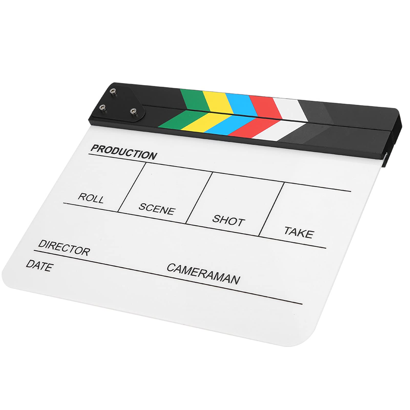 30x25CM Acrylic Clapperboard with Magnet - for Movie Production and Photography Enthusiasts (Color Strip whiteboard (PAV1CWE3))