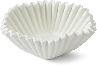 Decorative Bowl,Ceramic Ruffle Bowl,Organic Modern Home Decor Bowl,Decorative Bowls for Home Decor,Scalloped Bowl,Fluted Bowl,Fruit Bowl, large, White