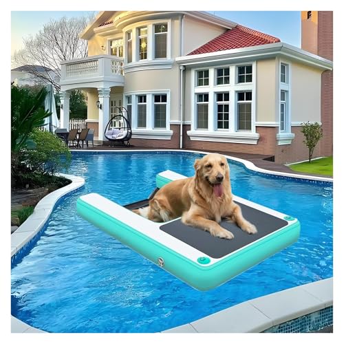 犬用プールスロープ 150センチ犬池梯子、空気入り犬坂道浮動埠頭水筏梯子、プールに適し、3 D階段を3つ持ち、携帯型滑り止めEVA浮動梯子、体重が105 Kgを超えない犬に適しています(Green)