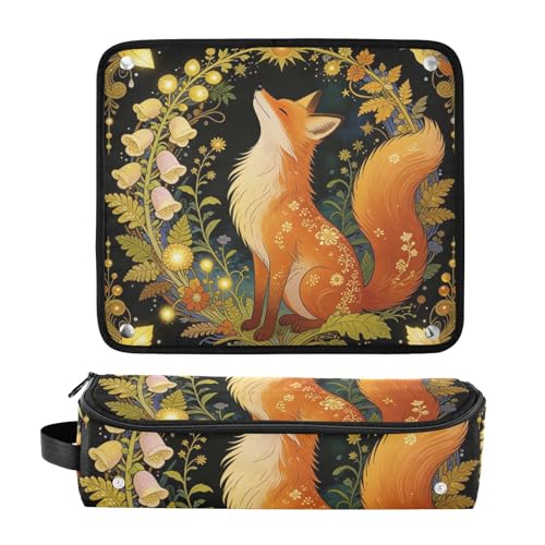 Bolsa de viaje y tapete resistente al calor para herramientas de cabello con cierre, impermeable, organizador de viaje para planchas, rizadores, secadores con diseño de zorros y flores, esenciales para mujeres miniatura 3