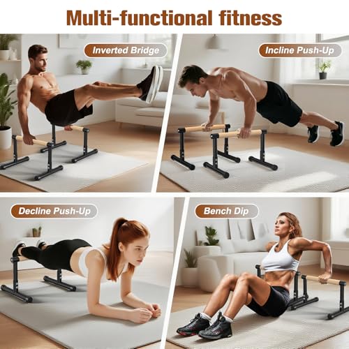 RELIFE REBUILD YOUR LIFE Dip Station Dip Bar Barren Parallettes Push Up Dip-Ständer Handstand Calisthenics Griffe Einstellbare Höhe Fitness Turnhalle Ausüben Calisthenics Equipment (Black-3)