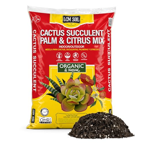 LGM Premium Cactus & Succulent Soil Mix (0.5 Cu Ft) – Root Rot Protection with Volcanic Ash & Chicken Manure – Fast Draining Mix for Indoor Plants, Aloe, Citrus, & Palms – Organic, Ready-to-Use
