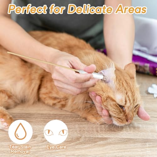 100 Pcs Large Cotton Swabs for Pet Care, 6 Inch Long Cotton Swabs with Bamboo Handle, Professional Dog Ear Swabs, Absorbency Big Cotton Tips, Pet Cleaning Solution Supplies