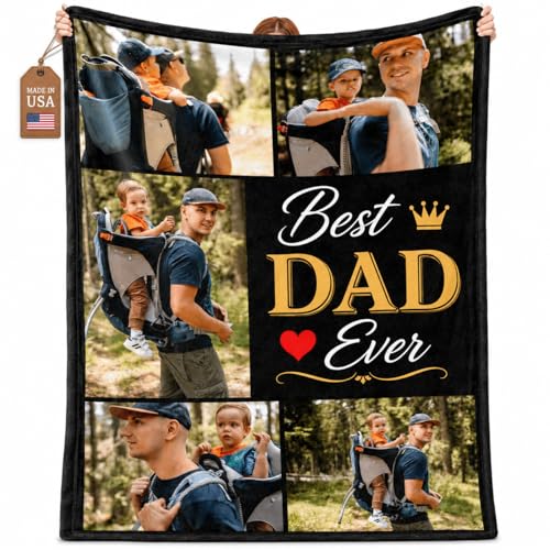 Bemaystar Personalized Fathers Day Blanket for Dad Custom Photo Blanket with Pictures Soft Flannel Father s Day Gifts from Daughter Son or Wife Birthday Who Wants Nothing Made in USA