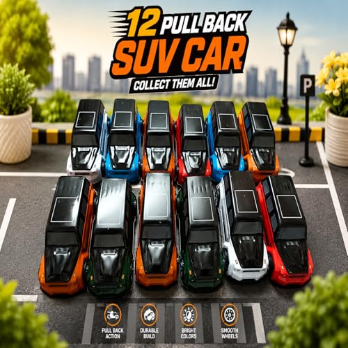 Image of GITGRNTH 12 Pcs Pull Back SUV Cars Toy Set for Kids 3+ Years, Same As Pick Mini Friction Powered Racing Cars, Colorful Off-Road Vehicle Collection, Return Gifts, Birthday Gifts, Party for Boys & Girls