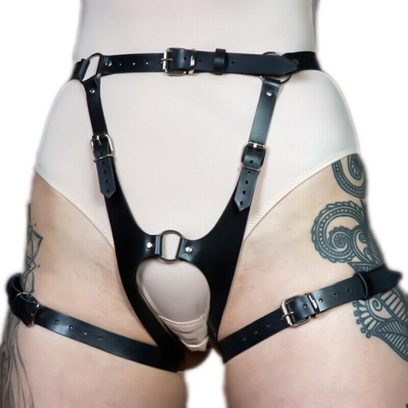 Miniatura 5 de Furealux Punk Leather Body Chain, Adjustable Waist Chain Belt Garter Belts, Fashion Body Chains for Women and Girls