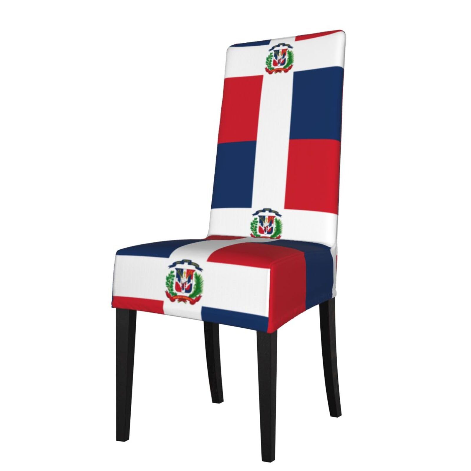 YYHWHJDE Dominican Republic Prints Dining Chair Throw Covers – Stretchable Polyester Blend Protects Your Chairs with Easy Style & Easy Care