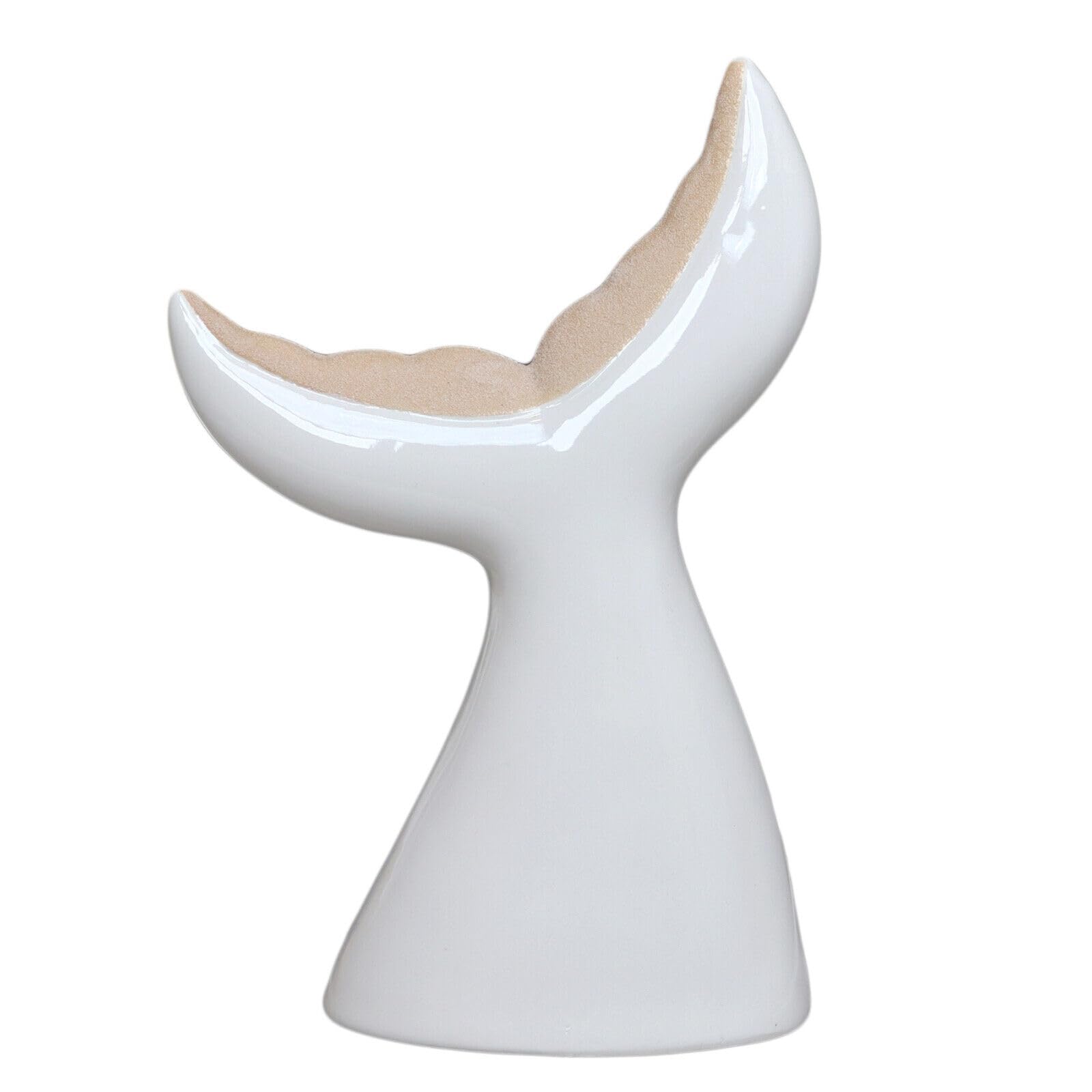 Darthome Ceramic Whale Tail White Glossy Fish Two Tone Coastal Ocean Bathroom Decoration