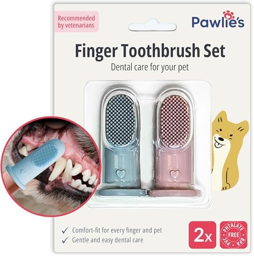 Pawlie's Fingerling szczoteczka do zębów dla psa, dla małych psów i dużych psów, do pielęgnacji zębów (szczoteczka do zębów)