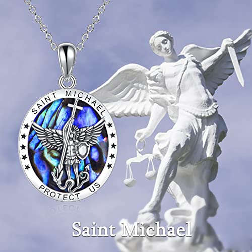 Yfn Saint Michael Medal Necklace St Michael Necklace Jewelry For Men Women Boys, 925 Sterling Silver Archangel Michael Pendant Catholic Medallions Jewelry #TOP4