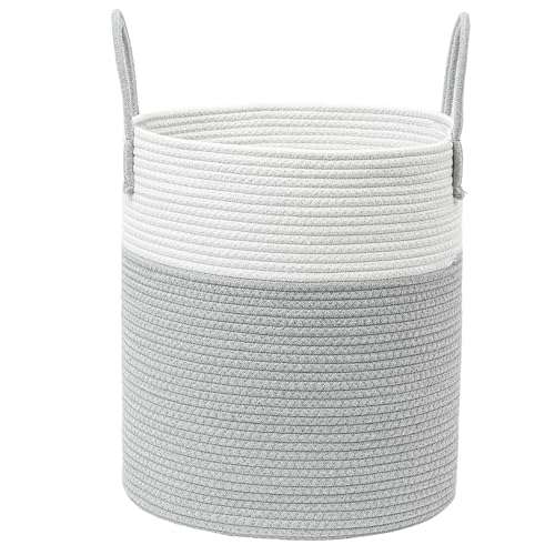 Image of Lemiran Blanket Laundry Basket,Laundry Hamper Baskets for Storage,Nursery Hamper,13.7" X15.7" Storage Basket for Living Room,Clothes blanket storage with Handle, Blanket Basket for Toys,Clothes(Grey)