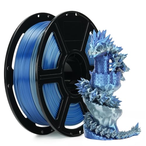 Image of FLASHFORGE Silk PLA Gradient Silver to Blue Filament, Silk Multicolored Color Change 3D Printing Filament, Silver Blue Shiny Fast Color-Changing Each 8M Gradually, Silky Texture Ultra-High Glossiness