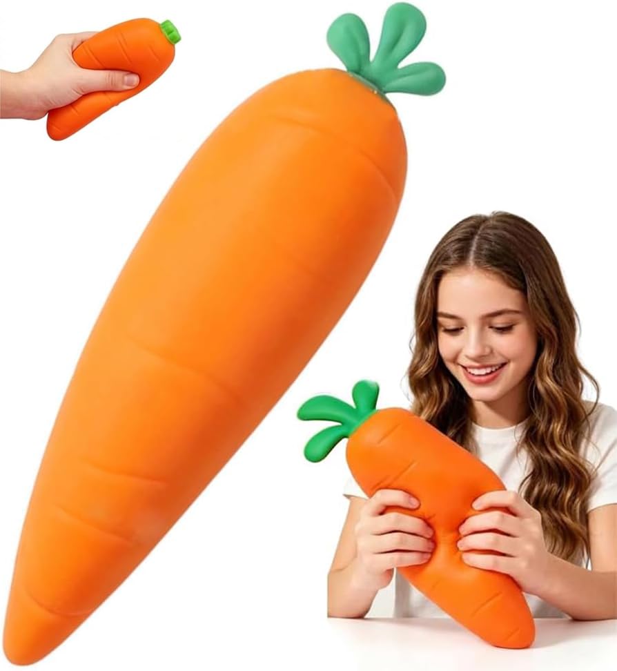 Siebkorb 13In Carrot Squishy, Jumbo Big Squishy Carrot Giant Realistic Carrots Moldable Soft Squishys Slow Rising Stress Ball for Anxiety Stress Party Favor for Adults