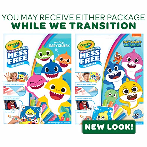 Crayola Baby Shark Color Wonder Pages (18 Pages & 5 Markers), Mess Free Coloring For Toddlers, Gift For Kids, Travel Activities #TOP2