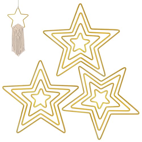 NVGFTG 12 Stück Metallring Stern 5/10/15/20 cm Metall Sterne Drahtsterne Set...