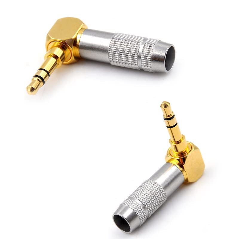 [ 2 Pieces ] 3.5mm Jack 3 Pole Audio Plug Earphone Splice Adapter DIY HiFi Stereo Headphone Solder Wire Connector 90 Degree Bend Plug-image-44
