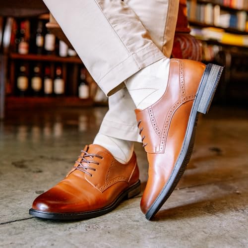 Image of Gunnar and Troy Axel Mens Dress Shoes, Multiple Colors & Sizes | Classic Brogue Oxford with Leather Uppers, Cushioned Dual-Density Footbed