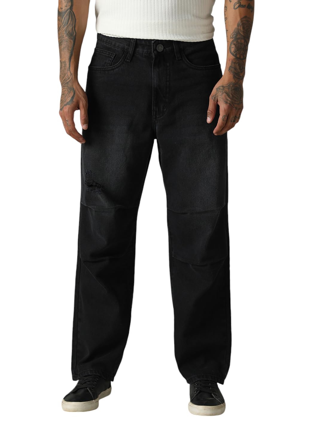 hubberholme Men Washed Cotton Loose Fit Mid- Rise Jeans 3-picture-28