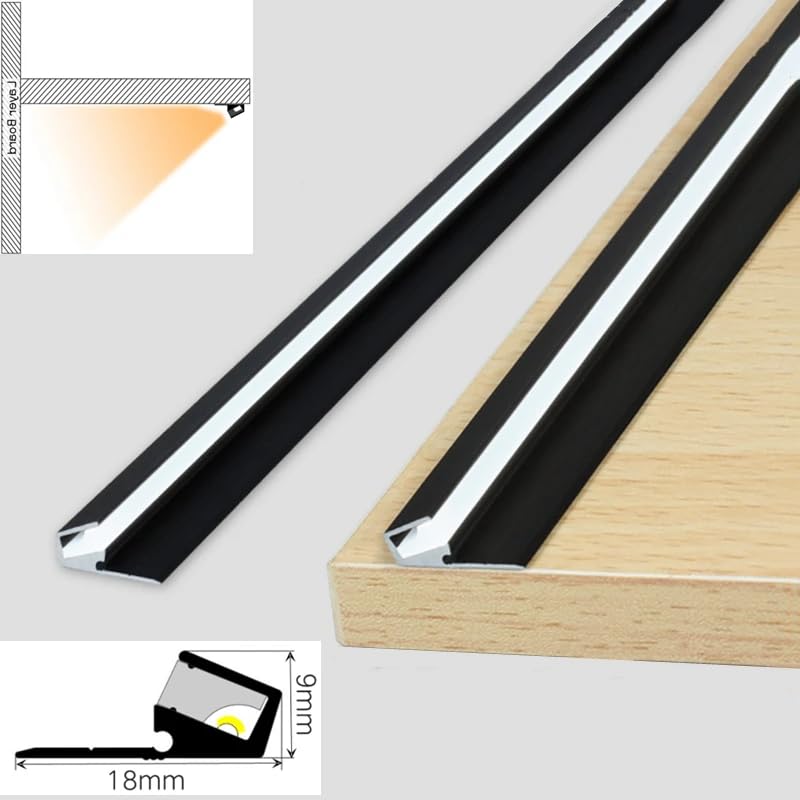Perfil lineal de aluminio para LED 45 grados 50cm miniatura 6