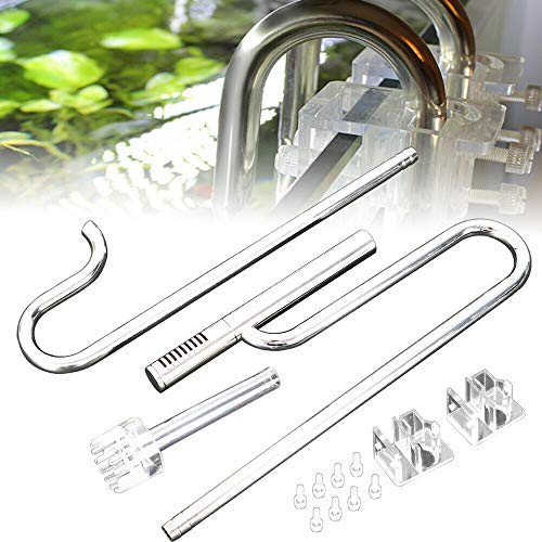 OU BEST CHOOSE Aquarium Wasseroberfläche Skimmer Filterrohr Abflussrohre Einstellbar Edelstahl Einlauf Auslauf Wasserleitung (16mm) Cover