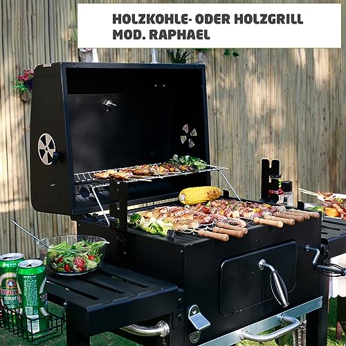 Amig - Holzkohlegrill, Fireplus Tragbarer Barbacue | Grill mit Rädern und Seitenablagen | Belüftungssystem und Aschebehälter | Stahlgrill 57 x 42 cm | Maße: 116,5 x 13,1 x 56 cm – Bild 4