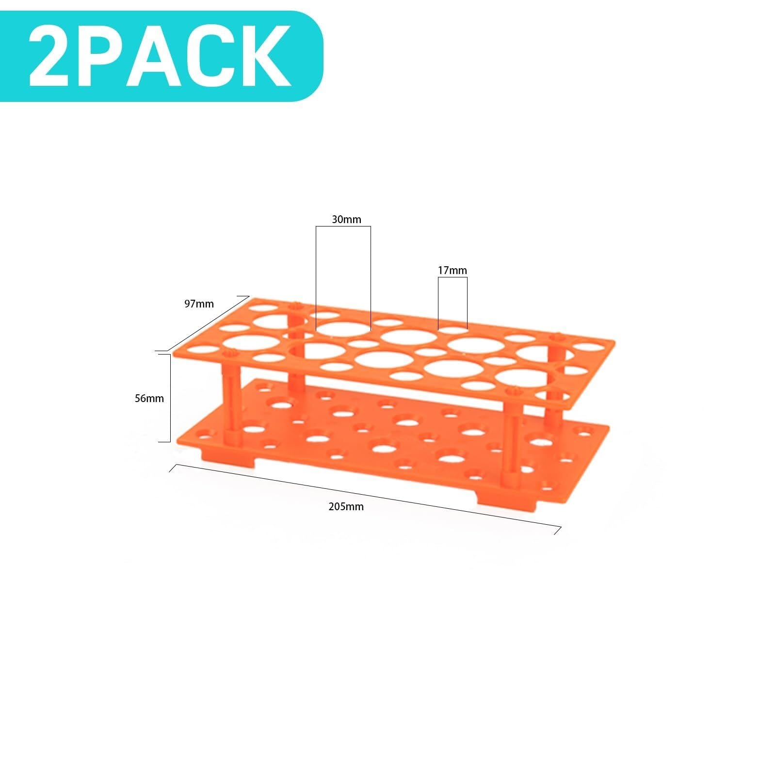 Soporte de Laboratorio Gradilla For Tubos De Ensayo (2 Unidades), Soporte Plástico Desmontable Gran Profundidad For Centrífuga 10 Ml, 15 Y 50 Gradilla para Tubos(Oranje,2 PCS Small)