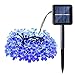 Qedertek Solar String Lights Cherry Blossom, 23ft 50 LED Waterproof Outdoor Decoration Lighting for Indoor/Outdoor, Patio, Lawn, Garden, Christmas, and Holiday Festivals (Blue)