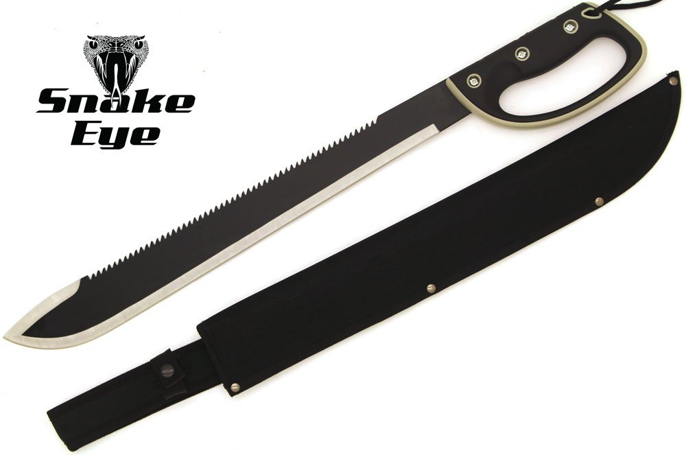 Snake Eye Tactical Full-Tang Fixed Blade Machete w/ Sheath Outdoors Hunting Camping Fishing (BK)
