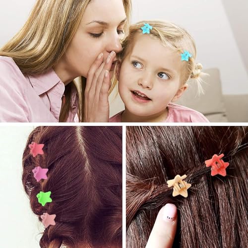 Image of NEOBABY Mini Colorful Star Design Tiny Hair Clip for Multiple Hair Styling | Hair Claws Accessories for Kids Baby Girls and Women's Candy Colors (Pack of 24)