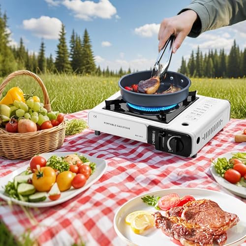 Réchaud de camping portable 2900W réglable avec grill intégré - 3