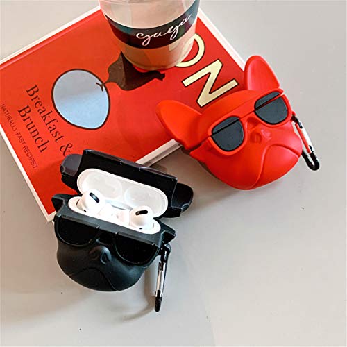 Joyleop(Black Cool Dog) For Airpods Pro 2019/Pro 2 Gen 2022 Case Cover, 3D Cute Cartoon Funny Fun Cool Stylish Animal, Silicone Air Pods Character Skin Keychain Accessories Kits For Airpod Pro 2019 #TOP4
