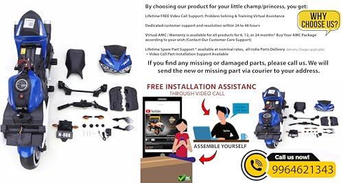 Image of Kids Sports Bike, Ride-On Toy for Ages 2-8 Years, Birthday Gift for Boys and Girls (R3 Sports Bike (3-8 Year), Blue)