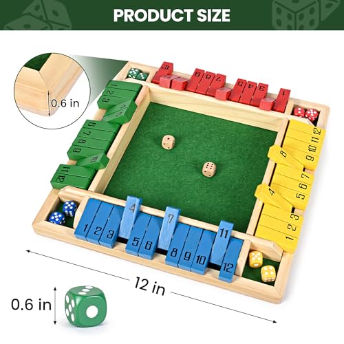 Ropoda Shut The Box Juego de Mesa Madera 12in 2-4 Jugadores miniatura 5