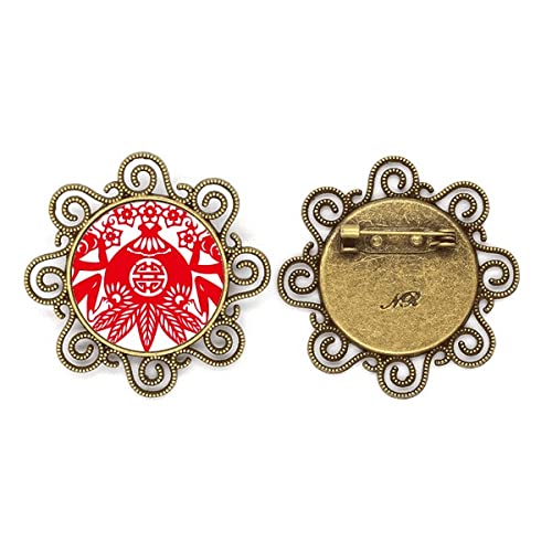 Broche de flores de melocotón con diseño de mono del zodiaco chino para niñas