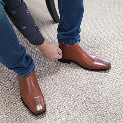 Jazamé Men's 49904 Leather Lined Double Zip Cap Toe Dress Bootie Ankle Boots4