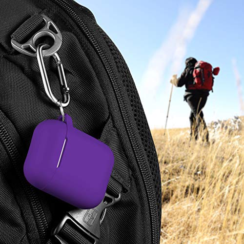Image of AirPods Case Cover with Keychain, Full Protective Silicone AirPods Accessories Skin Cover for Women Girl with Apple AirPods Wireless Charging Case,Front LED Visible-Purple
