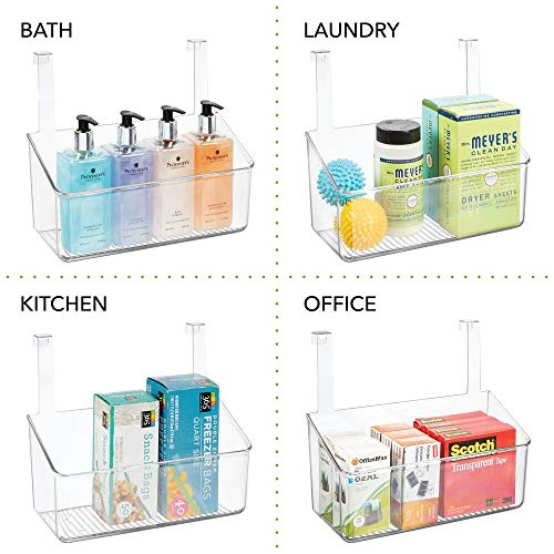 image for mDesign Plastic Over Cabinet Door Storage Organizer Bin for Kitchen, P
