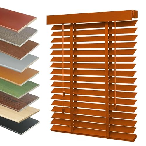 Genérico PPersianas de Madera 40cm 60cm 80cm 100cm 120cm 140cm 160cm para Ventana, sin Cuerdas, Oscuridad Total, Privacidad para Hogar Cocina Habitación(Marrón)