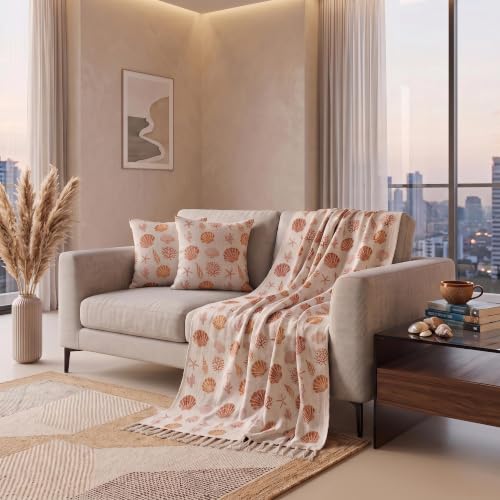 Image of Sofa Throw 50x70 Inch Off White Blanket for Living Room, Soft & Cozy Decorative Couch Cover, Lightweight Reversible Throw for Sofa, Bed, Chair & Home Decor, Comfortable All-Season Coverlet