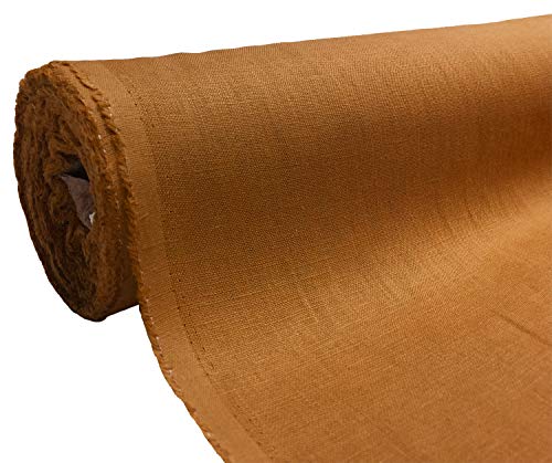 A-Express Natural Pura 100% Tela de lino Material suave Confección de vestidos Moda Bolsa de lino 140cm ancho - 1 Metro (100cm x 140cm) Naranja quemada