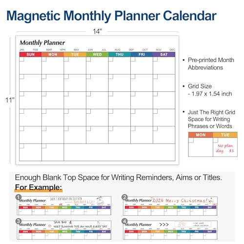 3 Pack Magnetic Dry Erase Calendar White Board for Fridge - Monthly & Weekly Planner & Small Blank WhiteBoard - Magnet Family Planning Schedule Boards for Refrigerator, Door - w/ 4 Markers & 1 Eraser