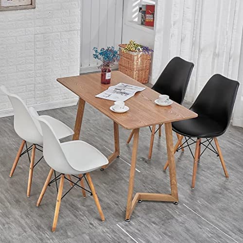 Image of Set of 4 Modern Style Mid Century Modern Dinning Room Cafe Hotel Office Wooden Legs Chair (White with Cushion)