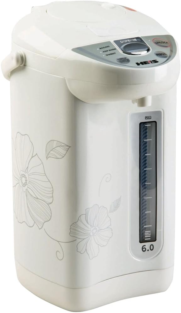 Heis HP9001 6-Quart Hot Water Dispenser, Auto and Manual Hot Water Dispenser with Manual and Electronic Safety Locks, Pressless Powerpump System, Turbo Boil System, Smart Sabbath Mode