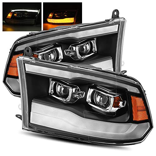 MODIFY STREET AlphaRex Black For 09-18 Ram 1500/10-18 Ram 2500/3500 DRL/Signal LED Dual Projector Headlights