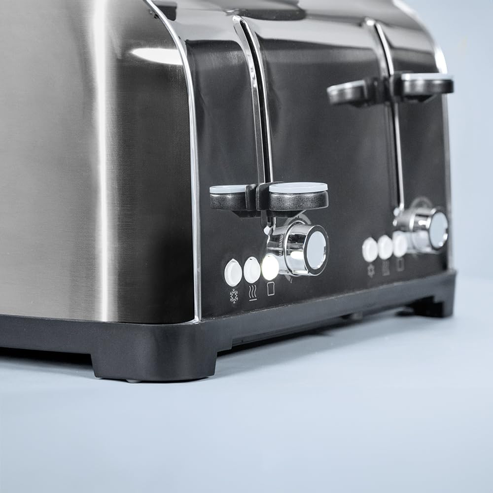 Cecotec Toster Pionowy 4 Gniazda Krótkie Toastin' time 1700 Double Inox. 1700 W, 4 kromki chleba, szerokie gniazdo 3,8 cm, 2 stojaki na bułki i tacę do zbierania, stal nierdzewna