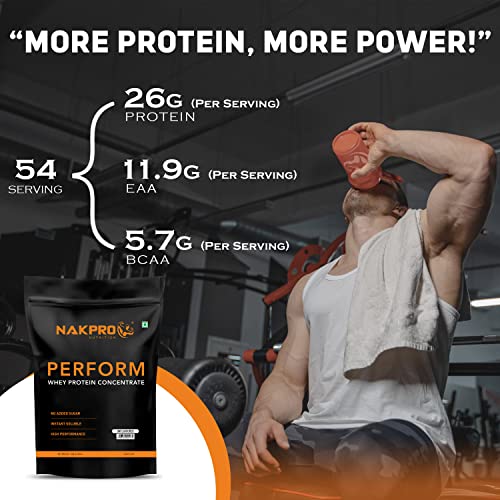 Image of NAKPRO NUTRITION Perform Whey Protein Concentrate | 2kg Unflavoured | 26g protein, Trustified Certified