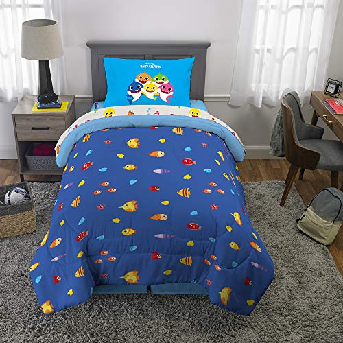 Image of Franco Kids Bedding Super Soft Comforter and Sheet Set, 4 Piece Twin Size, Baby Shark