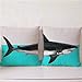 UNKE 2Pcs Cotton Linen Pillow Case Decorative Cushion Cover Animal Creative Pillowcase Chair Seat Waist Square Pattern Cushion Cover