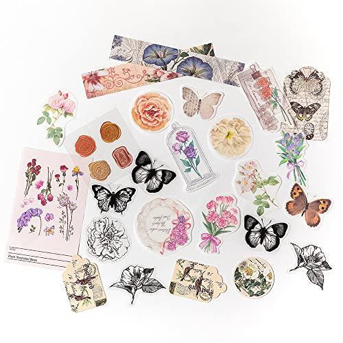Aldieco 260pcs Vintage Scrapbooking Stickers Paper Pack, DIY Retro Journaling Supplies Stickers kit,Flowers Scrapbook Paper Accessories, Flowers Washi Paper Sticker (hualuokongshan) steampunk buy now online