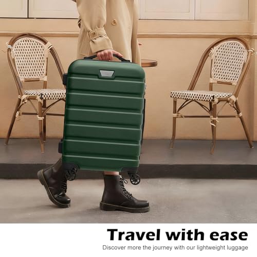 Image of Coolife 3 Piece Luggage Set Hardshell Suitcases with TSA Lock,Dark Green | 360 Spinner Wheels;YKK Zippers;Space-Saving Nested Design;Ergonomic Telescoping Handle